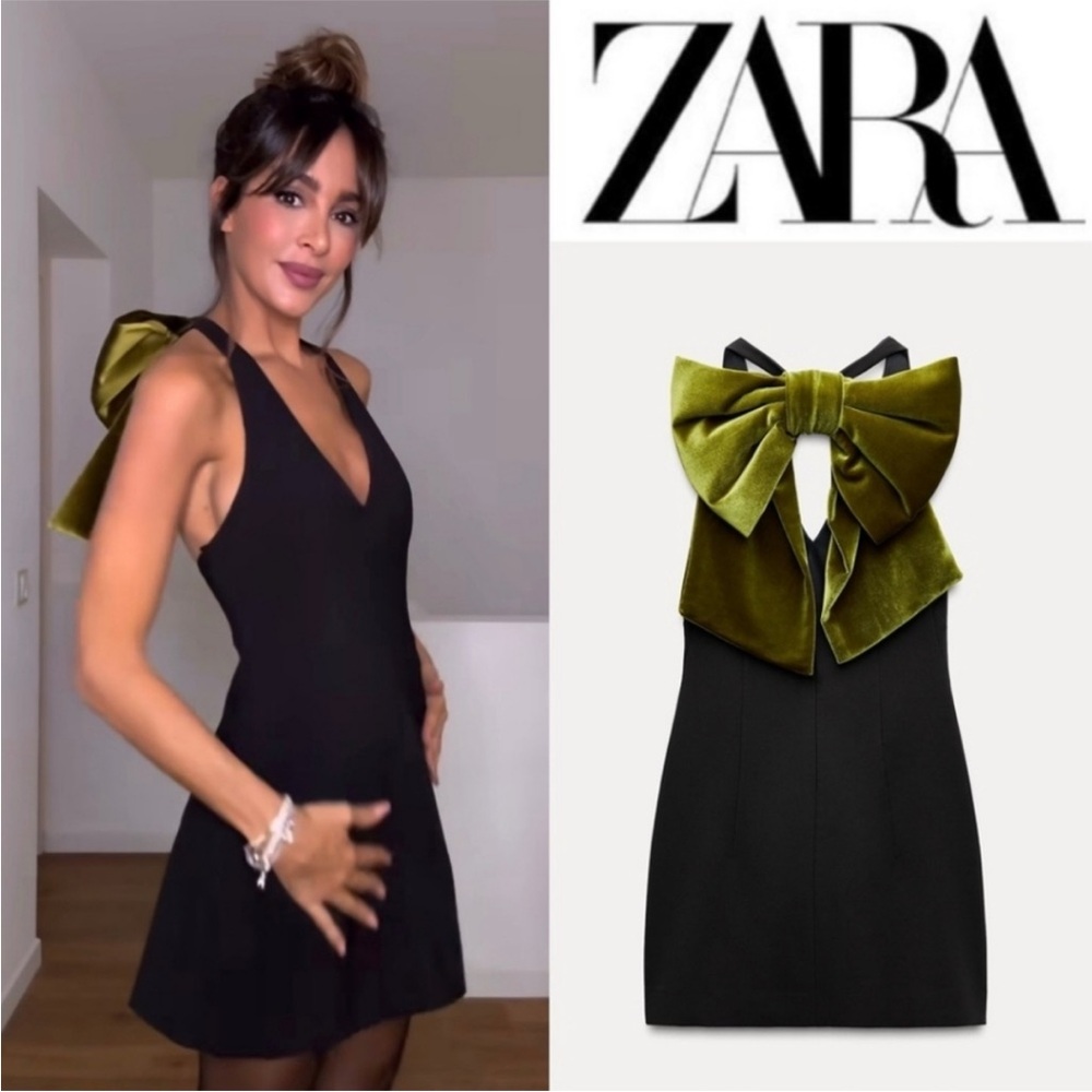 Zara VELVET BOW DRESS